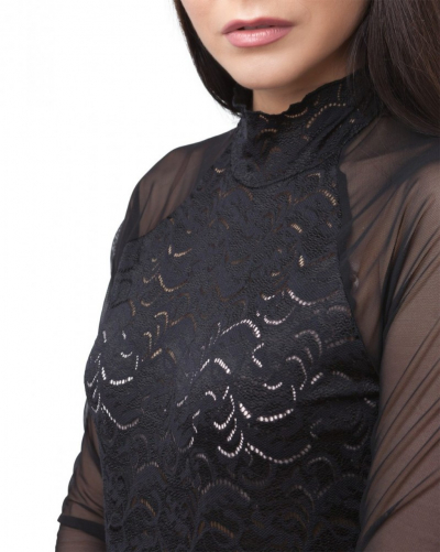 BB 147 Боди с прозрачными рукавами черный