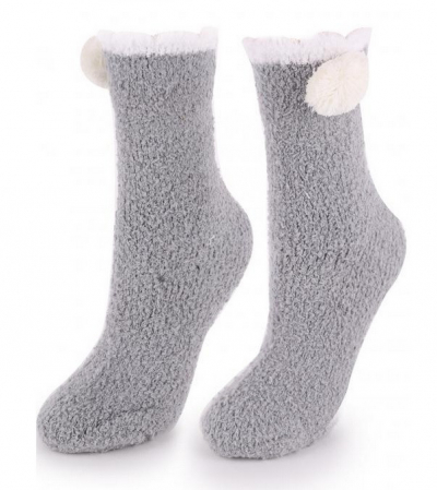 Marilyn COOZY R44 Махрові шкарпетки з помпоном збоку сірий