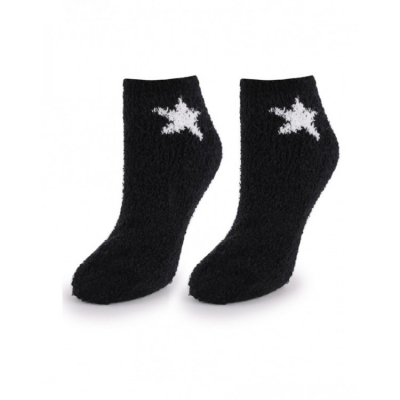Marilyn COOZY R45 Махрові шкарпетки з зірками чорний