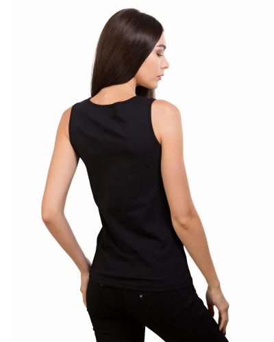 ML 063 Хлопковая майка с кружевной вставкой черный