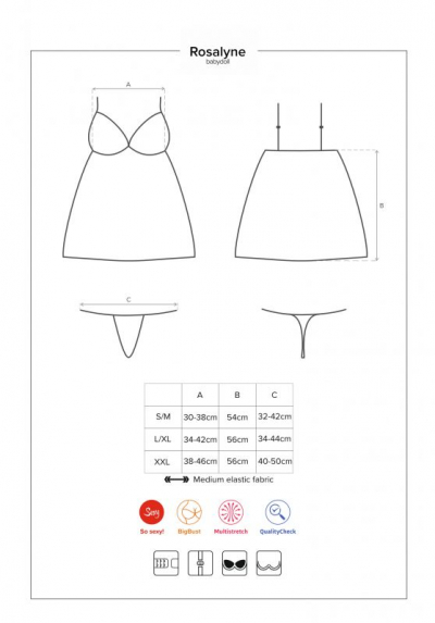 Obsessive Rosalyne женская сорочка с кружевными чашками красный