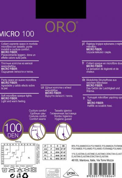 Oro Micro 100 den теплые колготки из микрофибры дымчатый