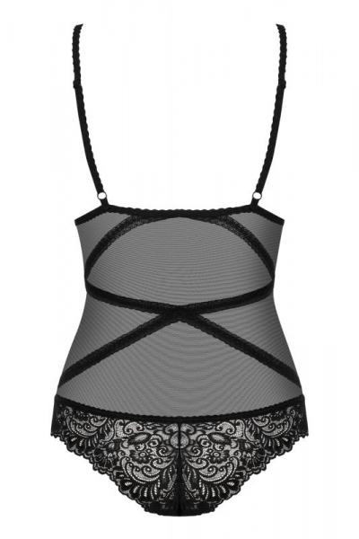 Obsessive Bondea боди с кружевными чашками черный