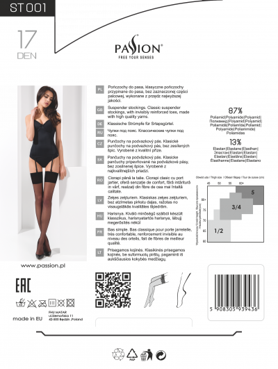 Passion ST001 чулки под пояс