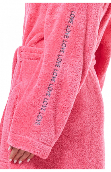 L&L 9131 LV Теплый женский халат ярко-розовый