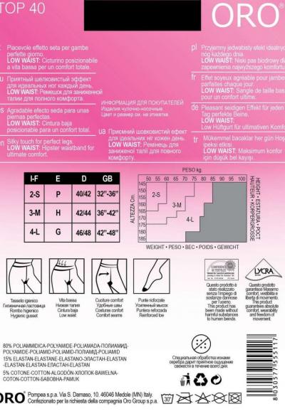 Oro Top 40 den колготки с низкой талией черный