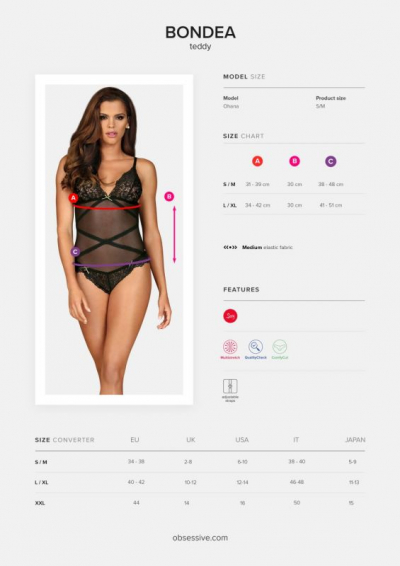 Obsessive Bondea боди с кружевными чашками черный