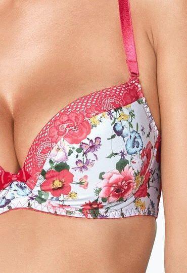 Kinga CAPRI I PU 582 Бюстгальтер малиновий/квіти