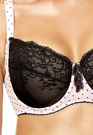 Kinga DOTS III SC 652/1 Бюстгальтер SUPER SIZE чорний/рожевий/горошок