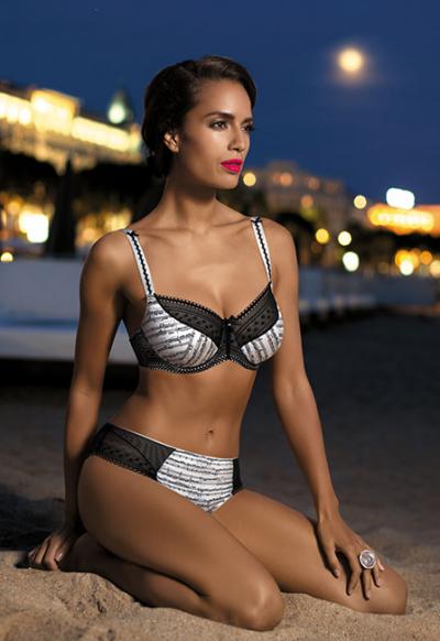 Kinga MUSIC II S 234/1 Трусы бразилиана черный/жемчужный/принт