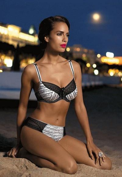 Kinga MUSIC II P 234/2 Трусы женские с кружевом черный/жемчужный/принт