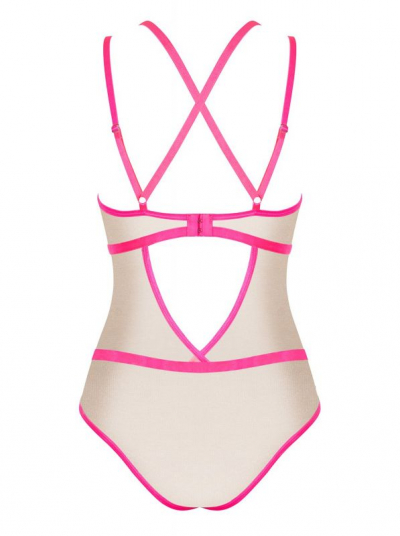 Obsessive Nudelia женское боди на бретелях бежевый/розовый