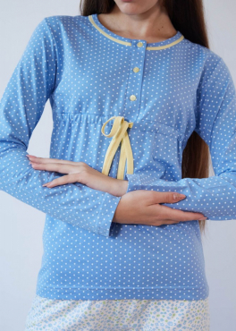 Vienetta Secret V 4167 Хлопковая пижама кофта и штаны голубой