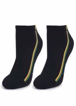 Marilyn FORTE 52 Женские носки с двойной полоской черный/желтый/зеленый