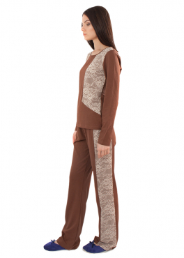VPL 018 Пижама женская хлопок коричневый