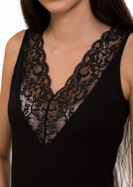 ML 060 Майка с кружевным вырезом черный