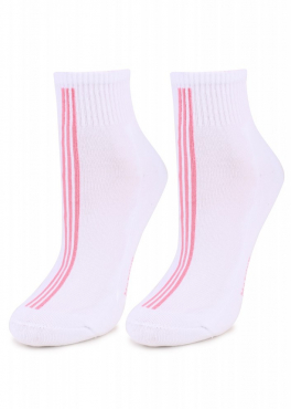 Marilyn FORTE 57 хлопковые носки с махровой стопой белый/розовый