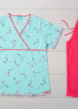 Vienetta Secret VS 04 Женская пижама футболка и бриджи бирюзовый/красный