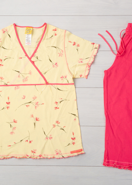 Vienetta Secret VS 04 Женская пижама футболка и бриджи молочный/красный