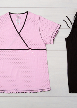 Vienetta Secret VS 04 Женская пижама футболка и бриджи розовый/черный