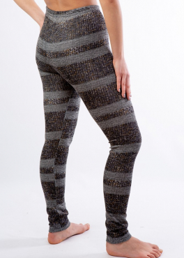 LL 029 Теплые леггинсы серый/полоска