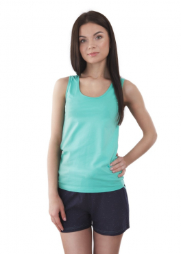 VPL 030 Хлопковая пижама с шортами бирюзовый/темно-синий