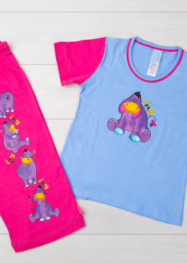 Vienetta Secret VS 03 Пижама футболка и бриджи голубой/малиновый