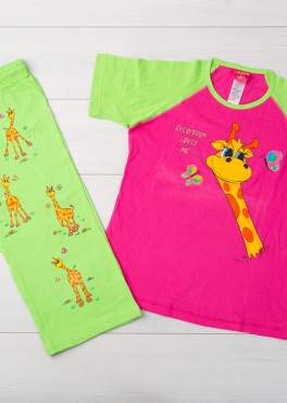 Vienetta Secret VS 03 Пижама футболка и бриджи малиновый/салатовый