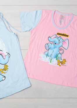 Vienetta Secret VS 03 Пижама футболка и бриджи розовый/голубой