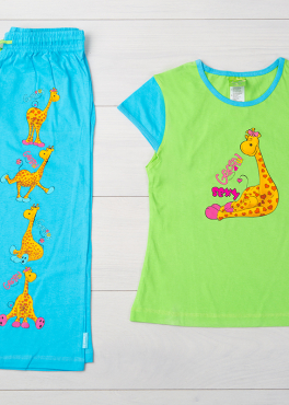 Vienetta Secret VS 03 Пижама футболка и бриджи салатовый/голубой