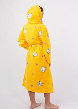 Vienetta Secret VS 033 Женский халат с капюшоном желтый/принт