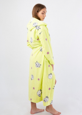 Vienetta Secret VS 033 Женский халат с капюшоном салатовый/принт