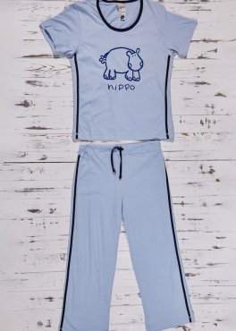 Muzzy M 03 Пижама из хлопка футболка/капри голубой