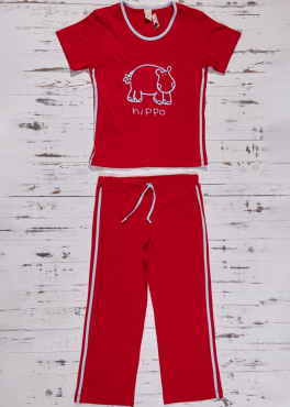 Muzzy M 03 Пижама из хлопка футболка/капри красный