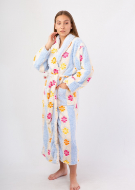 Vienetta Secret Fullese Женский халат молочный/голубой/цветы