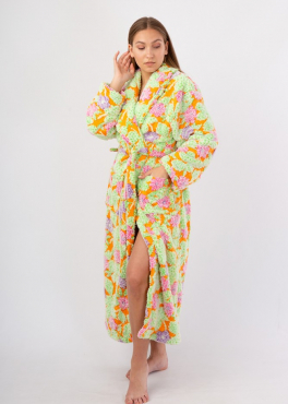 Vienetta Secret Fullese Женский халат оранжевый/салатовый/цветы