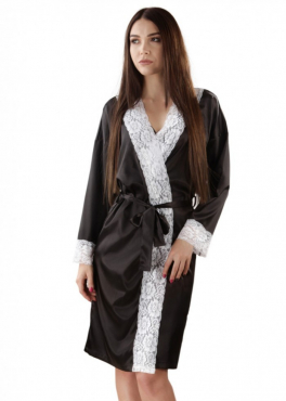 HL 008 Атласный женский халат черный