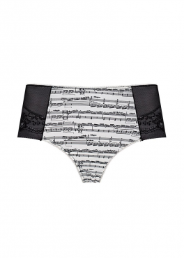 Kinga MUSIC II P 234/2 Трусы женские с кружевом черный/жемчужный/принт