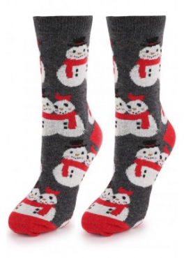 Marilyn ANGORA R29 Теплые ангоровые носки со снеговиками темно-серый