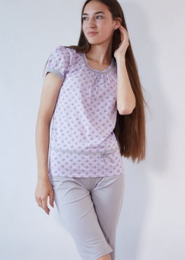 Black Tulip 18 Пижама женская с бриджами сиреневый/серый