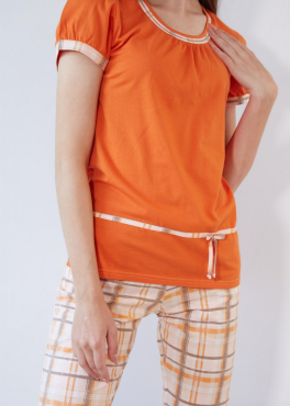 Black Tulip 18 Пижама женская с бриджами оранжевый/молочный