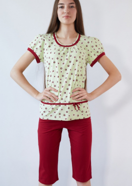 Black Tulip 18 Пижама женская с бриджами салатовый/бордовый