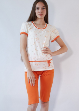 Black Tulip 18 Пижама женская с бриджами молочный/оранжевый
