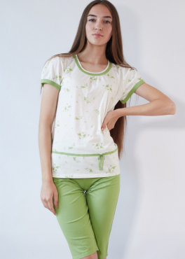Black Tulip 18 Пижама женская с бриджами молочный/салатовый