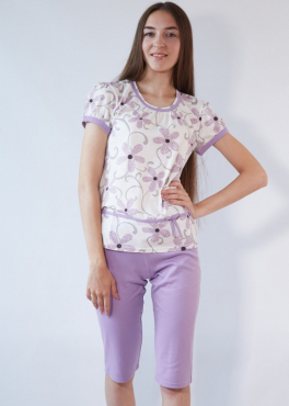 Black Tulip 18 Пижама женская с бриджами молочный/сиреневый