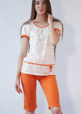 Black Tulip 18 Пижама женская с бриджами молочный/оранжевый