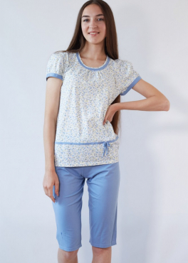 Black Tulip 18 Пижама женская с бриджами молочный/голубой