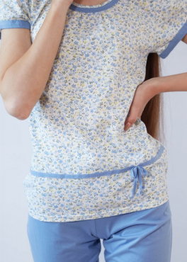 Black Tulip 18 Пижама женская с бриджами молочный/голубой