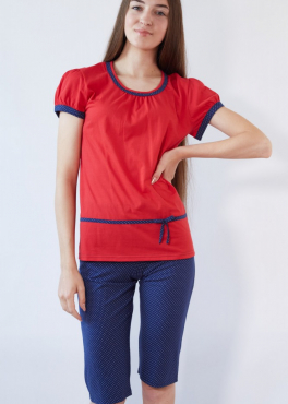Black Tulip 18 Пижама женская с бриджами красный/синий