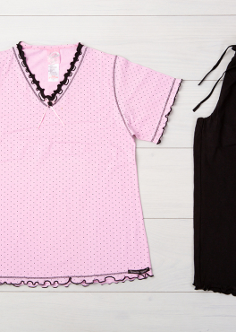 Vienetta Secret VS 06 Хлопковая пижама с бриджами розовый/черный